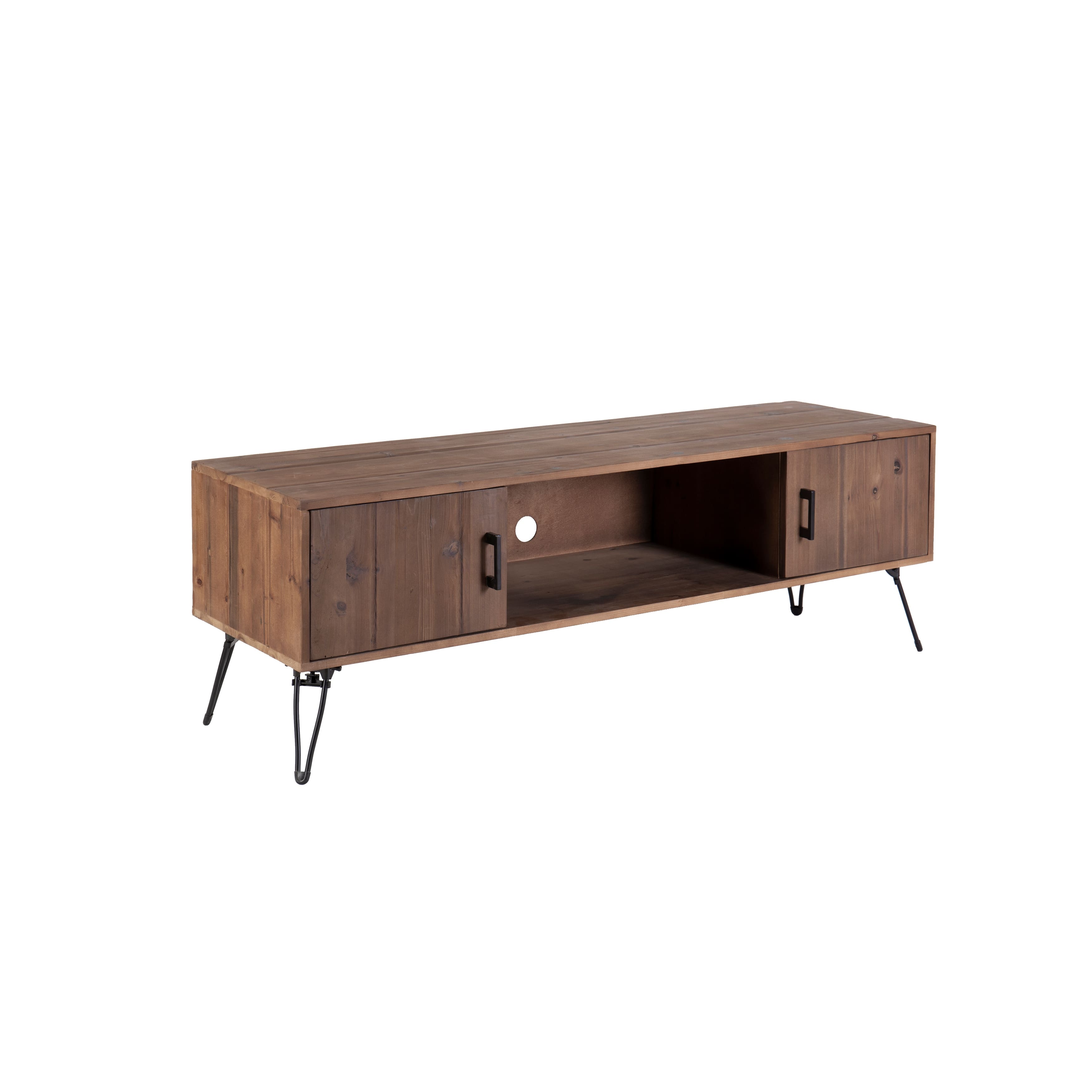 60" Industrial Style Reclaimed Wood TV Stand with Storage